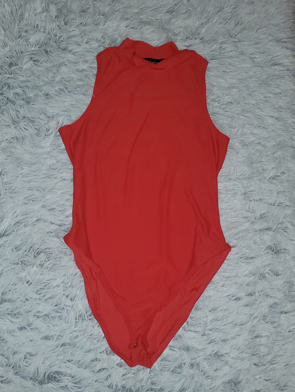 Derek Heart Sleeveless One-Piece Bodysuit in Coral Red